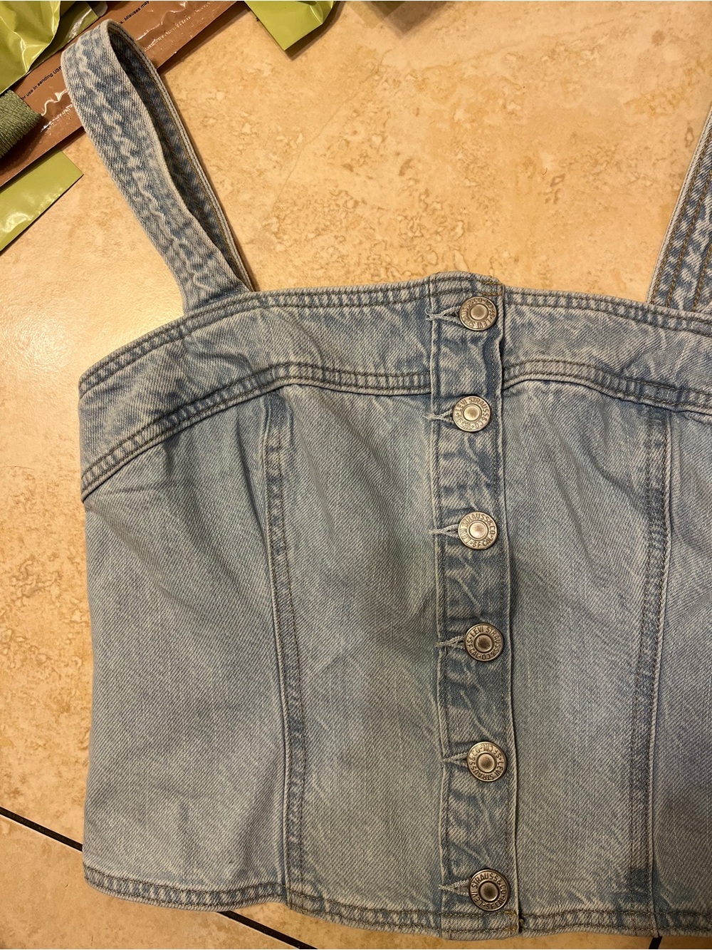 Levi's Light Blue Denim Button-Front Corset Tank - Picture 4 of 6